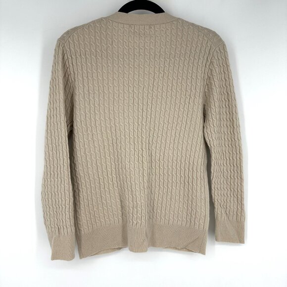 Morgan Stewart Sport Cashmere Cable Knit Tennis Cardigan‎ Sweater Tan Beige XS - Picture 5 of 7